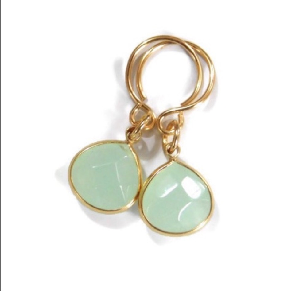 Genuine Green Aventurine Gemstone Teardrop Earrings